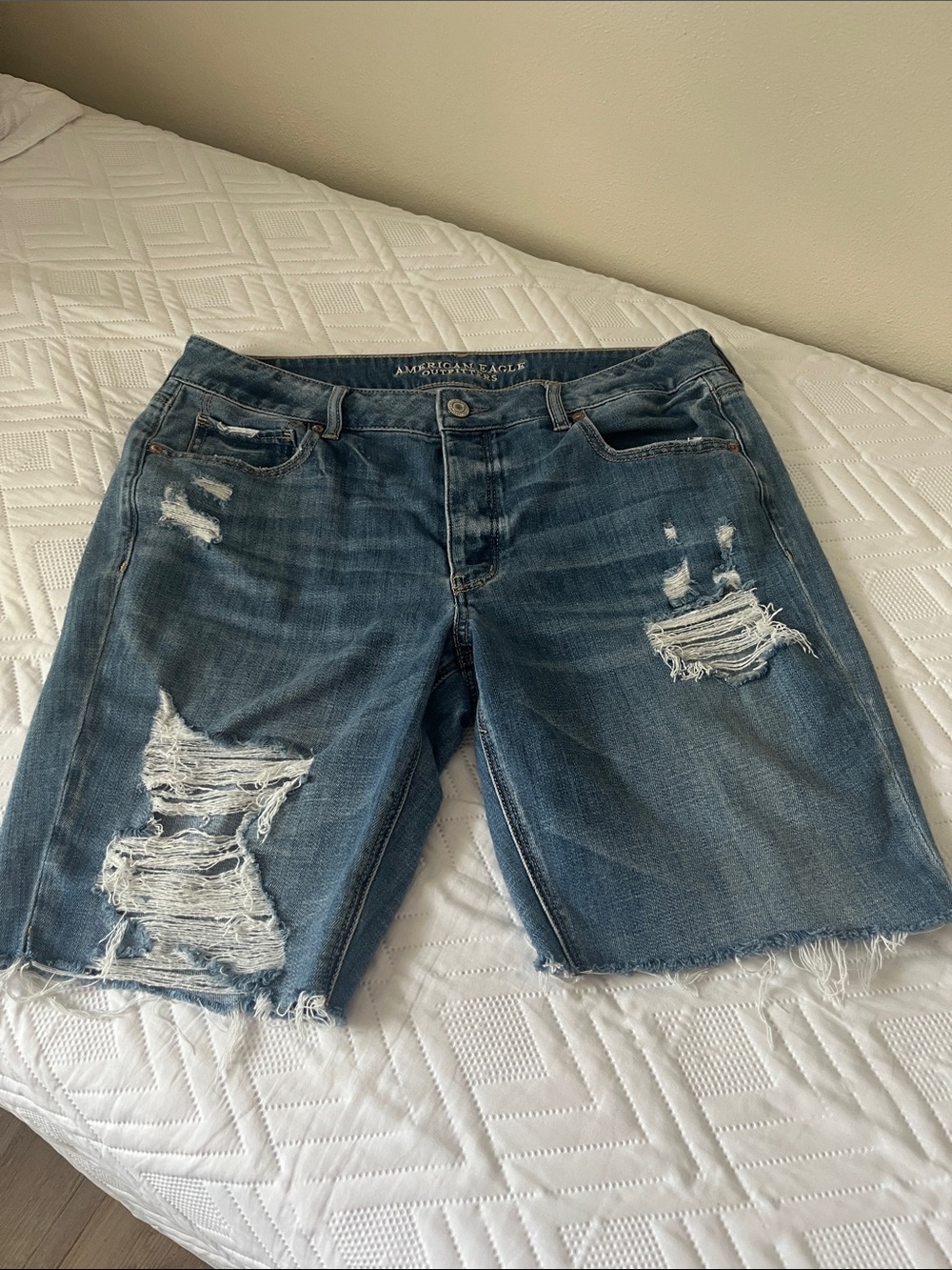 American Eagle Outfitters Distressed Blue Denim Jean Shorts
